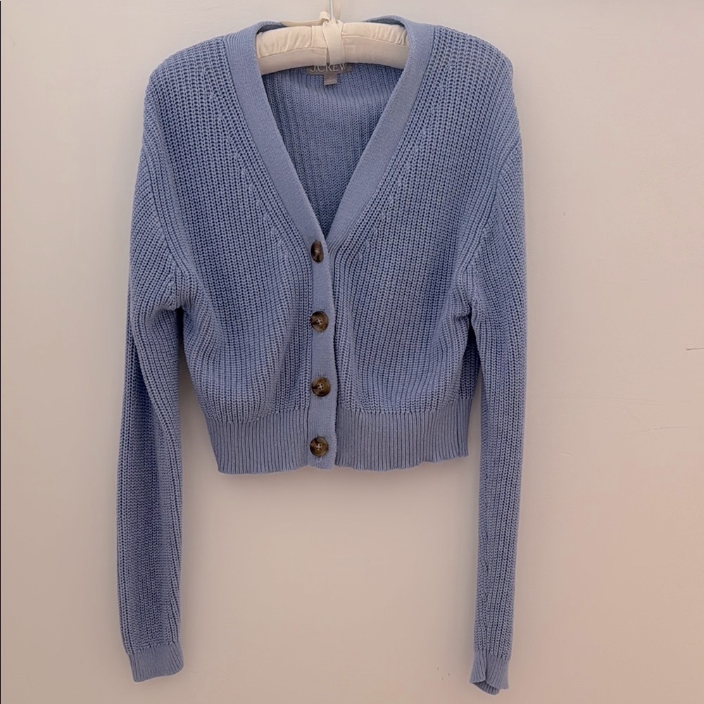 J. Crew Blue Cardigan Sweater V-Neck Cropped